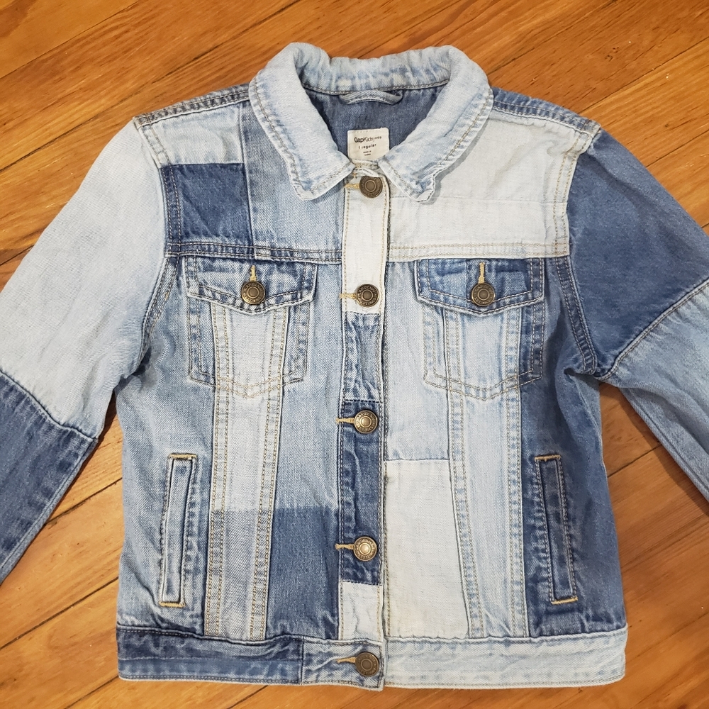 Gap Denim on Denim Patchwork Denim Jacket Button Up Little Kids L - Picture 3 of 11